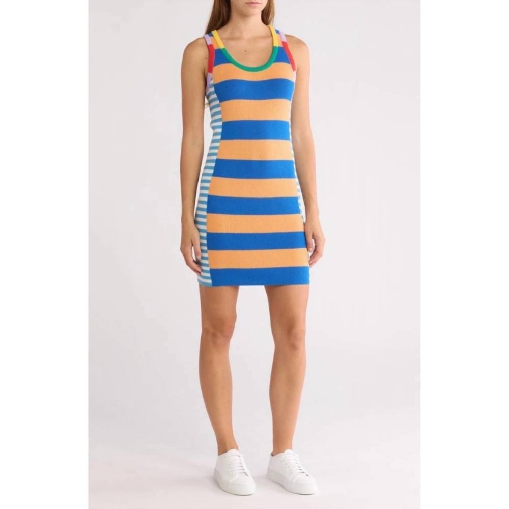 MOTHER The Chin Ups Multicolor Stripe Mini Dress NWT Size Medium